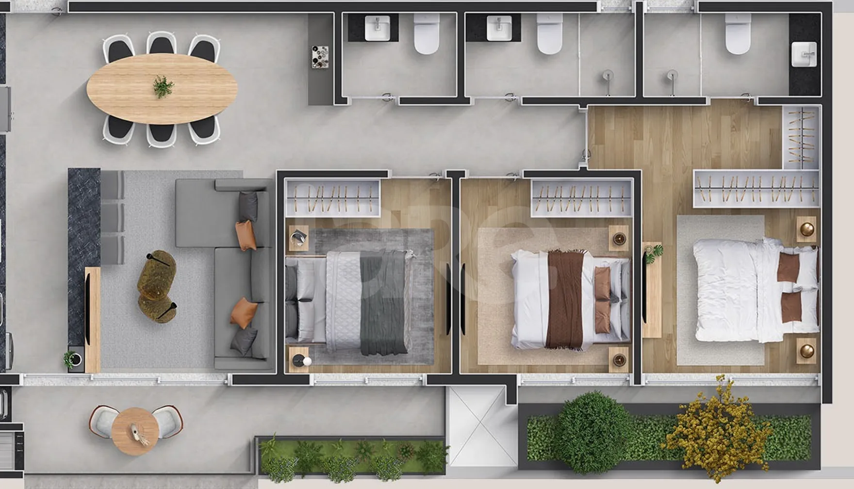 Planta — Apartamento 92,82 m²