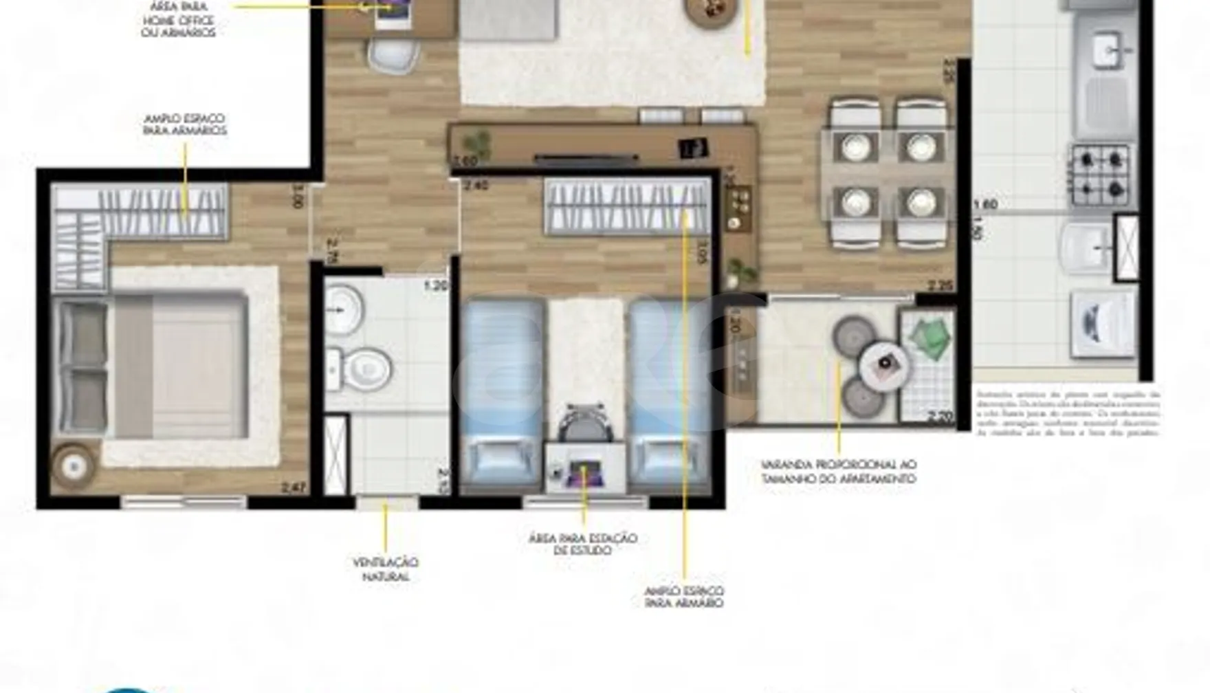 Planta — Apartamento 50,83 m²