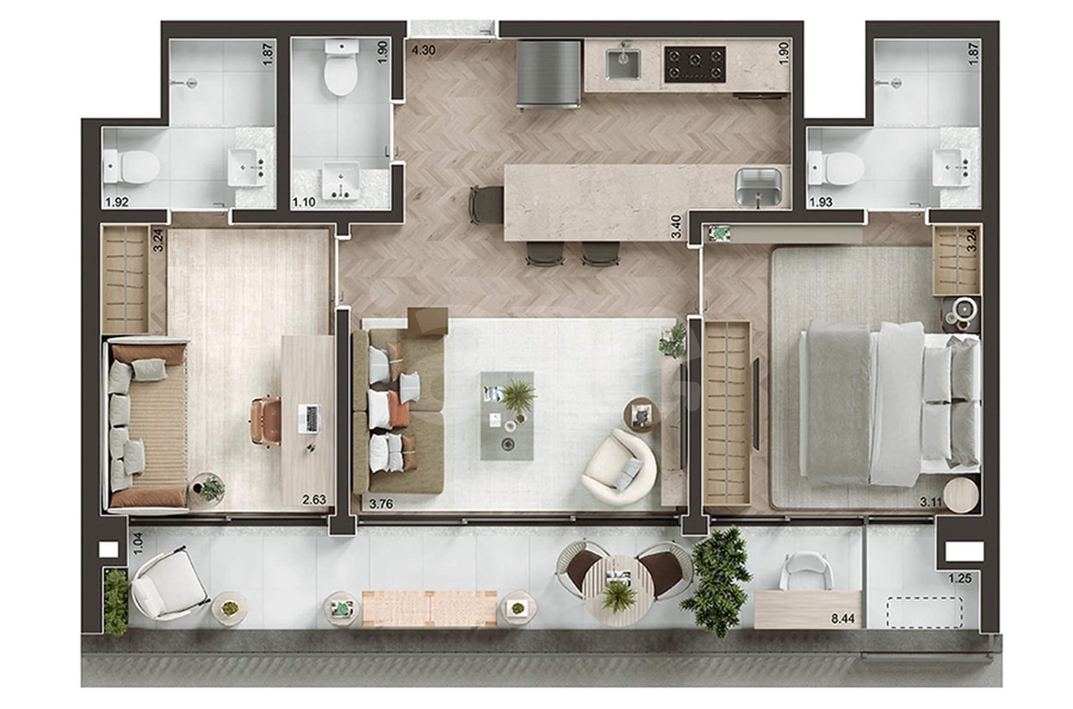 Planta — Apartamento 71,3 m²