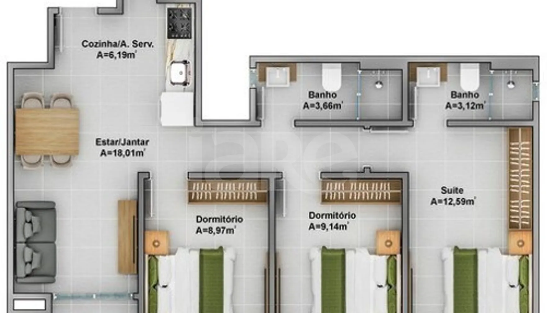 Planta — Apartamento 78,02 m²