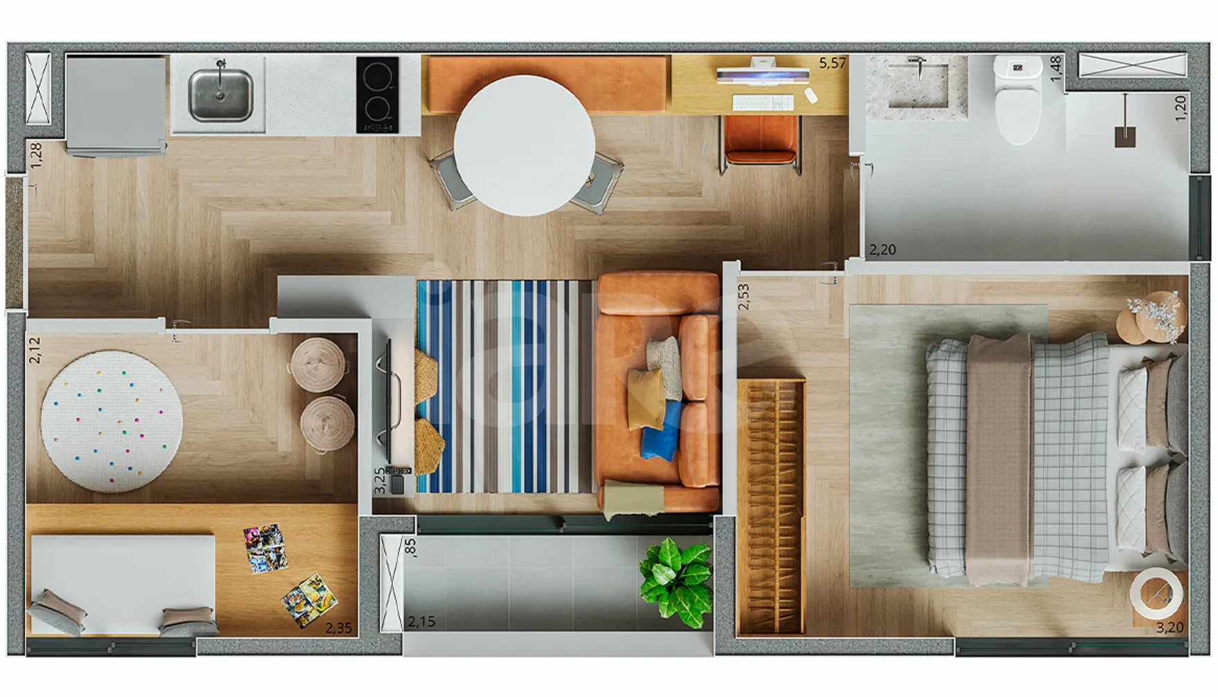 Planta — Apartamento 36,67 m²