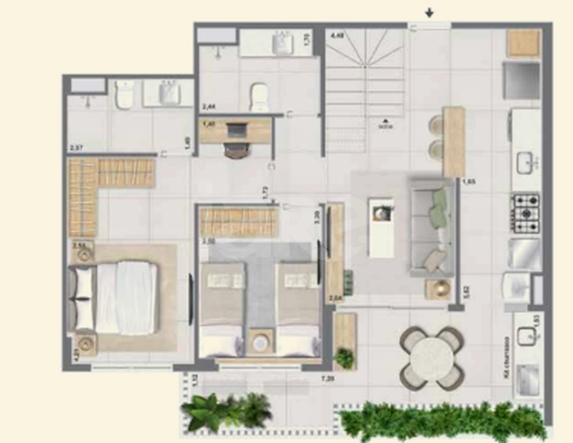 Planta — Cobertura Duplex 151,53 m²
