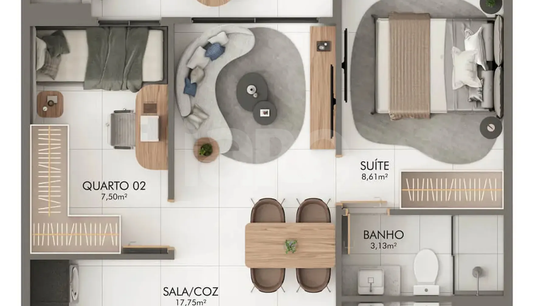 Planta — Apartamento 54,53 m²