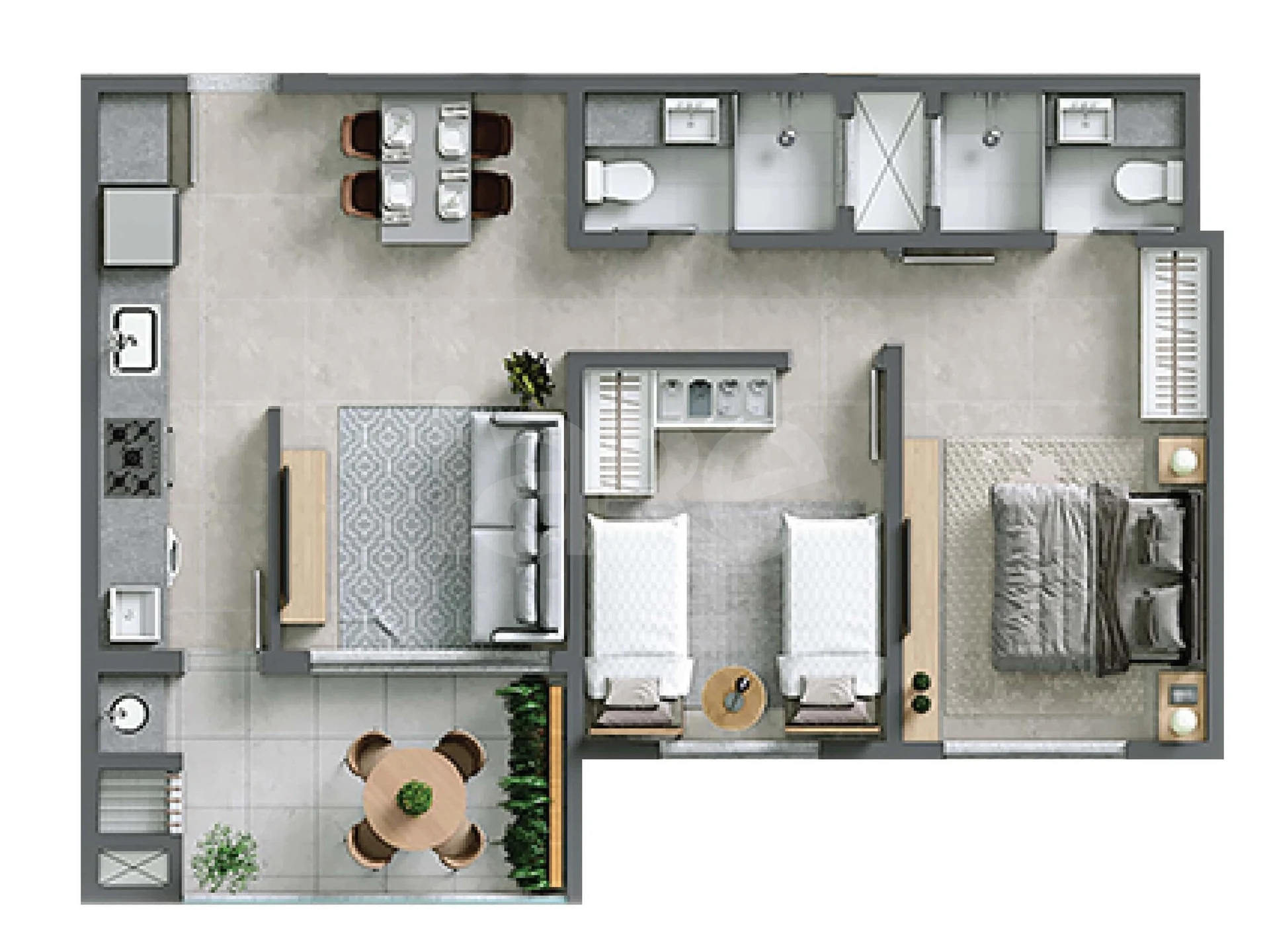 Planta — Apartamento 62,83 m²