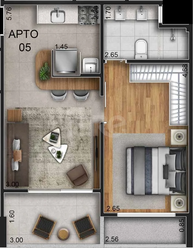 Planta — Apartamento 45,35 m²