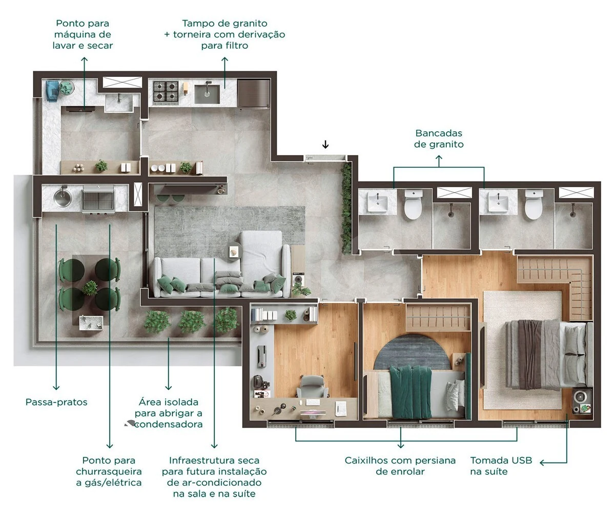 Planta — Apartamento 65,56 m²
