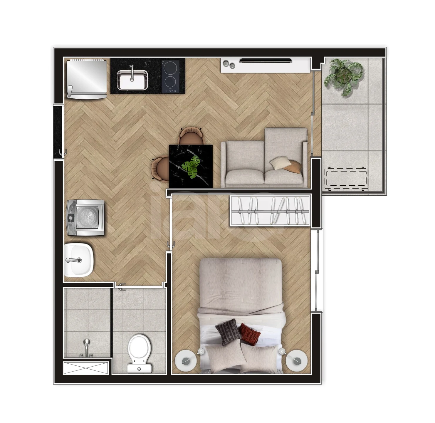 Planta — Apartamento 24,37 m²