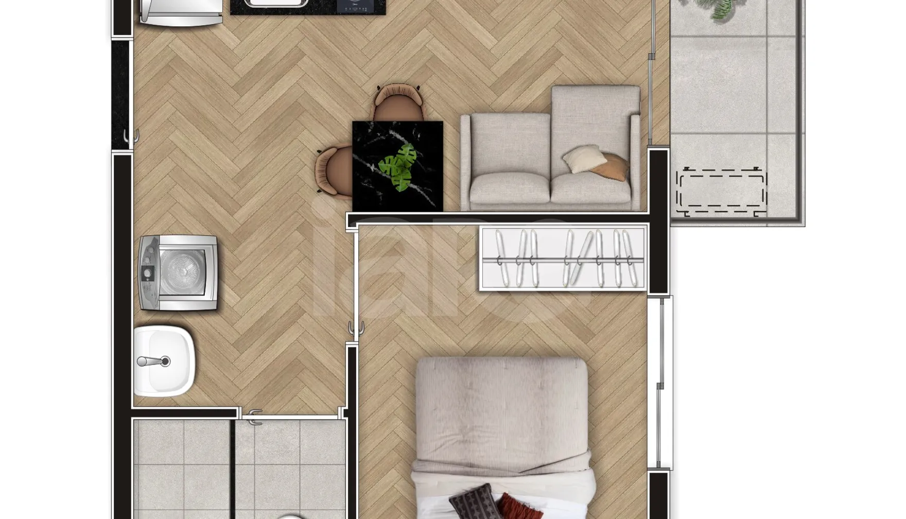 Planta — Apartamento 24,37 m²