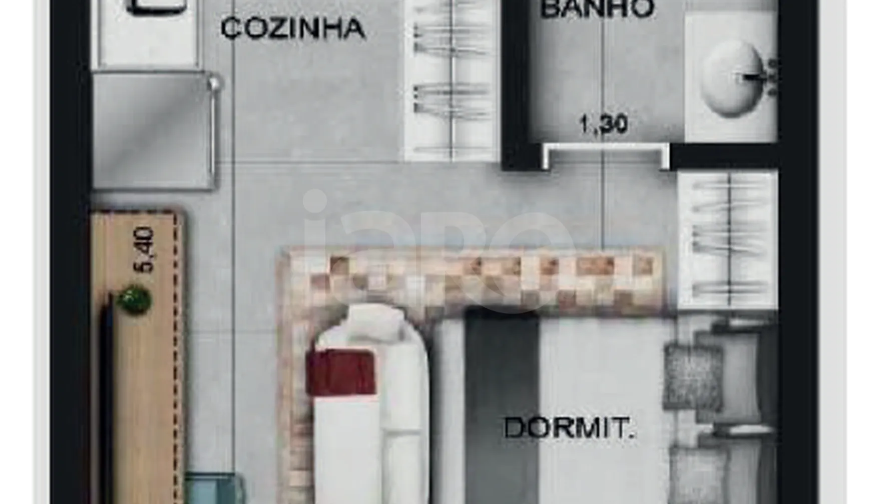 Planta — Studio 25,1 m²