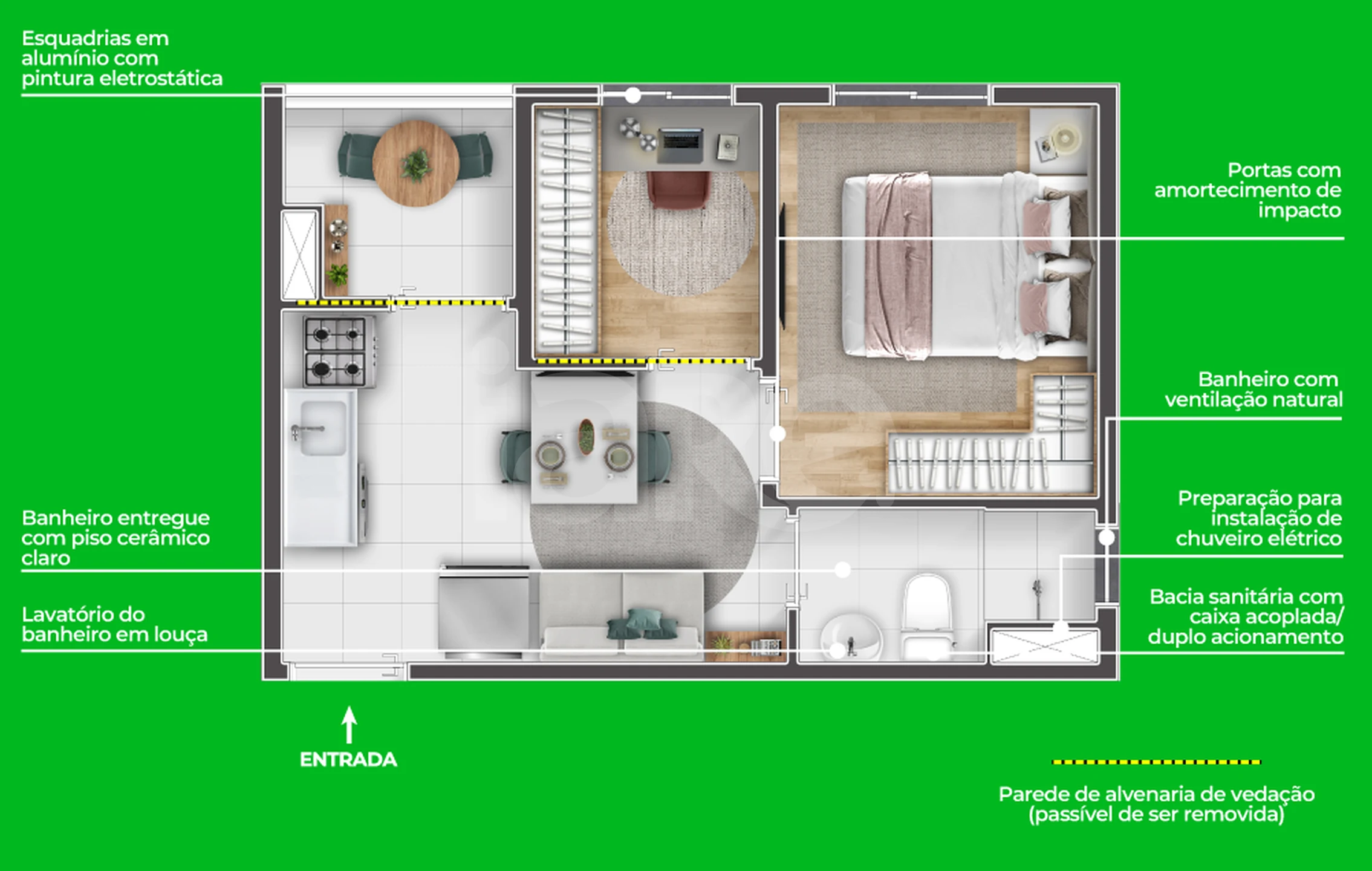 Planta — Apartamento 39,69 m²