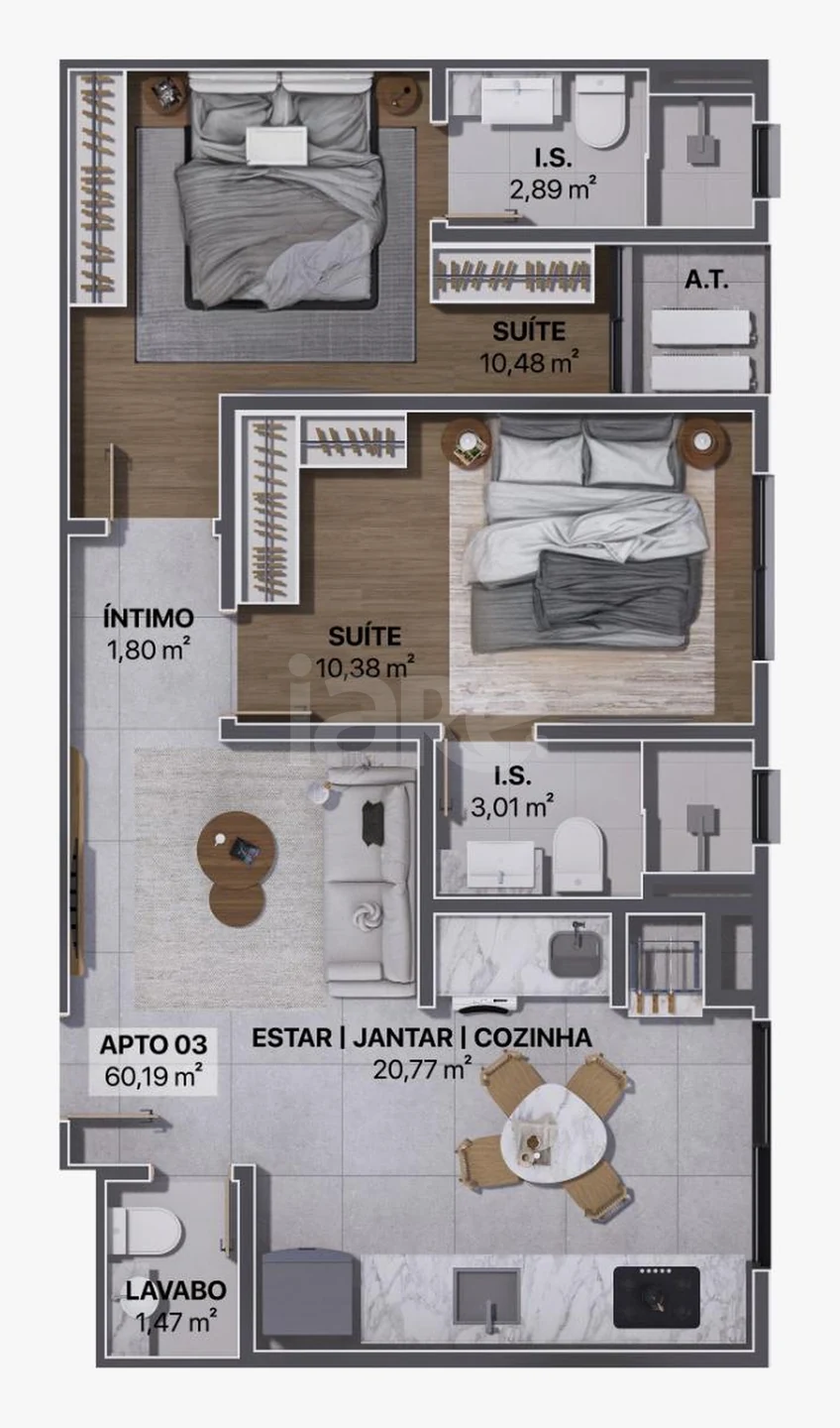 Planta — Apartamento 60,19 m²