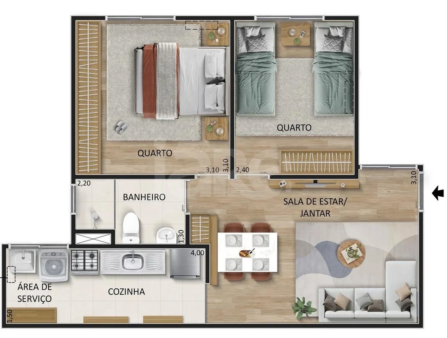Planta — Apartamento 42,78 m²