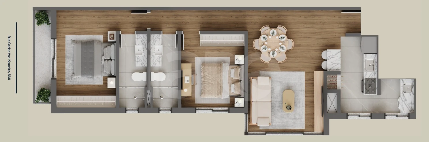 Planta — Apartamento 77,52 m²