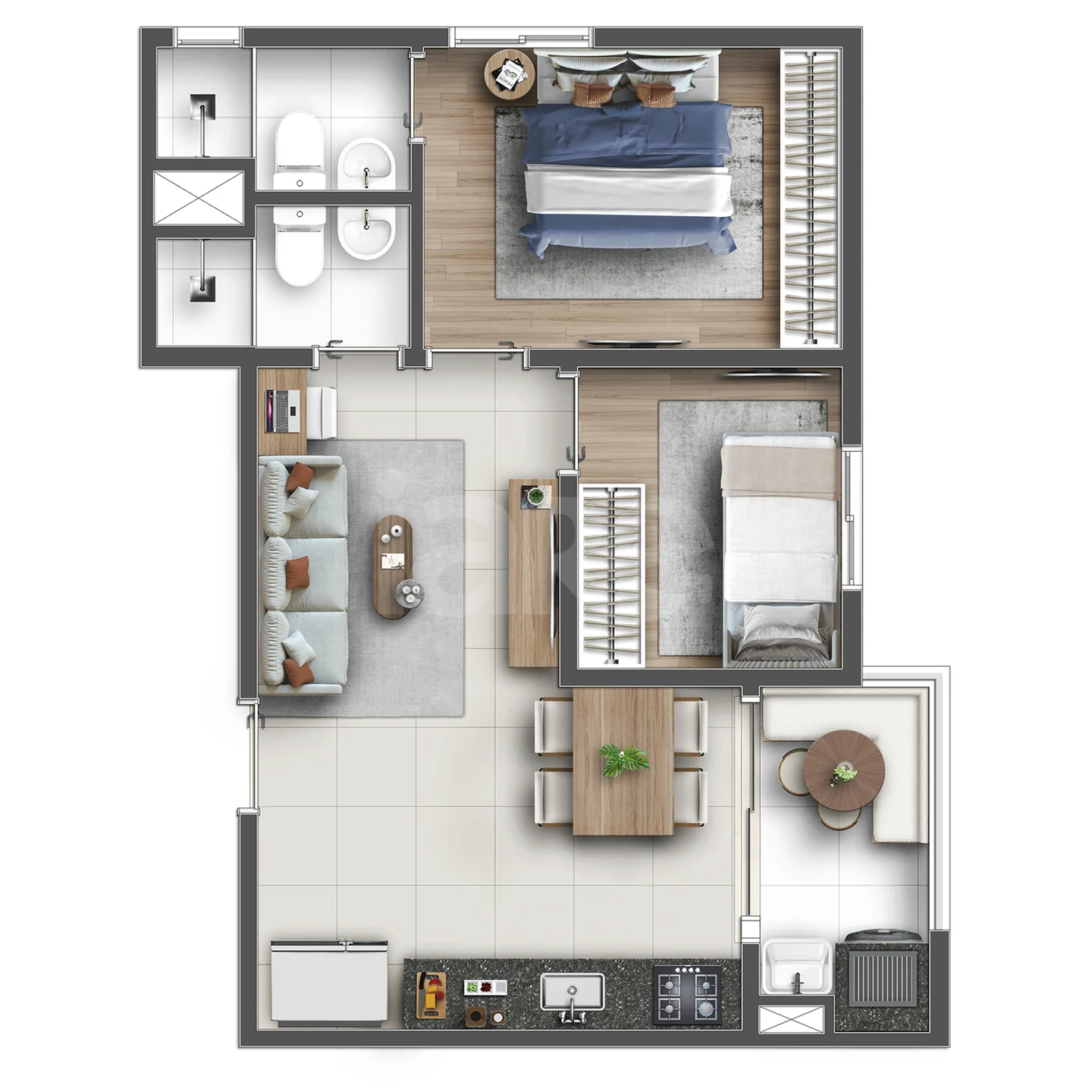 Planta — Apartamento 43,65 m²
