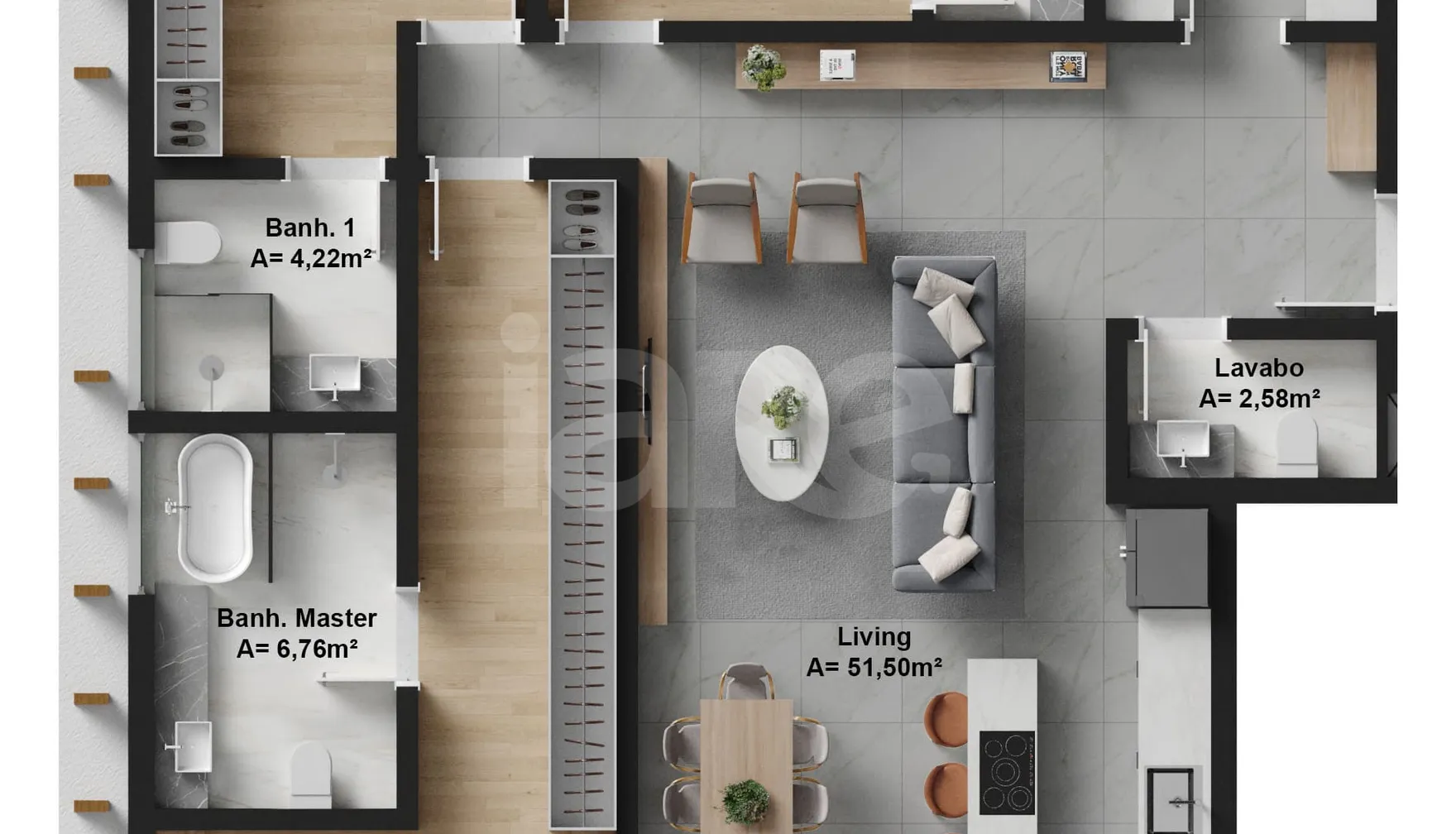 Planta — Apartamento 140 m²