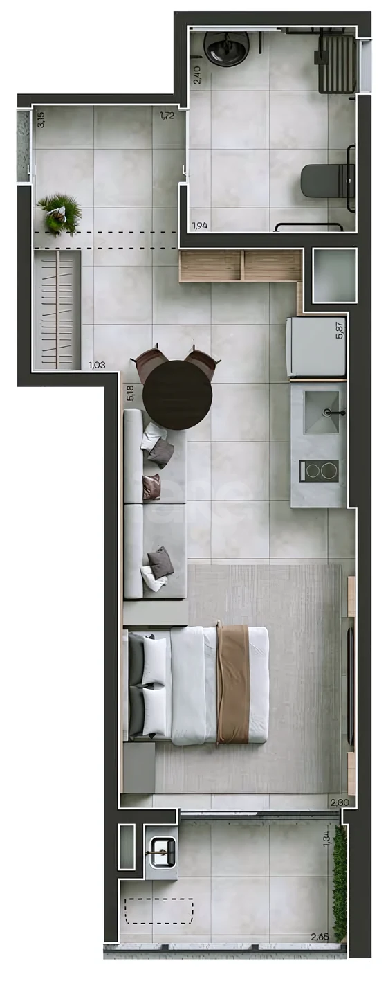 Planta — Studio 36,77 m²