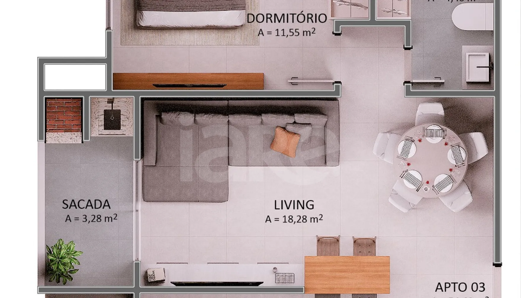 Planta — Apartamento 54,63 m²