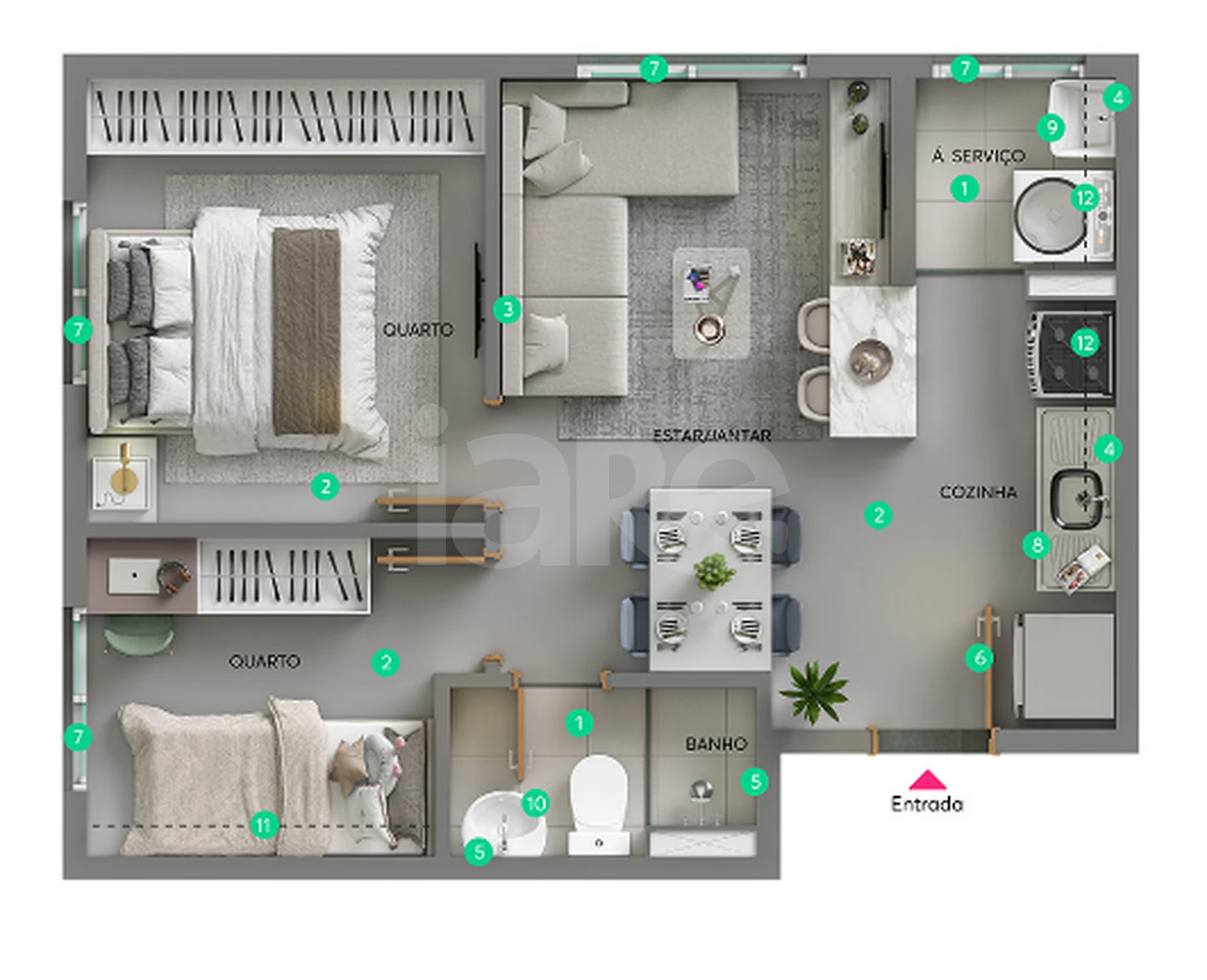 Planta — Apartamento 35,13 m²
