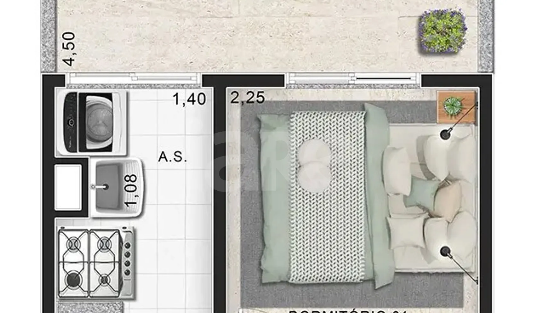 Planta — Garden 47,71 m²