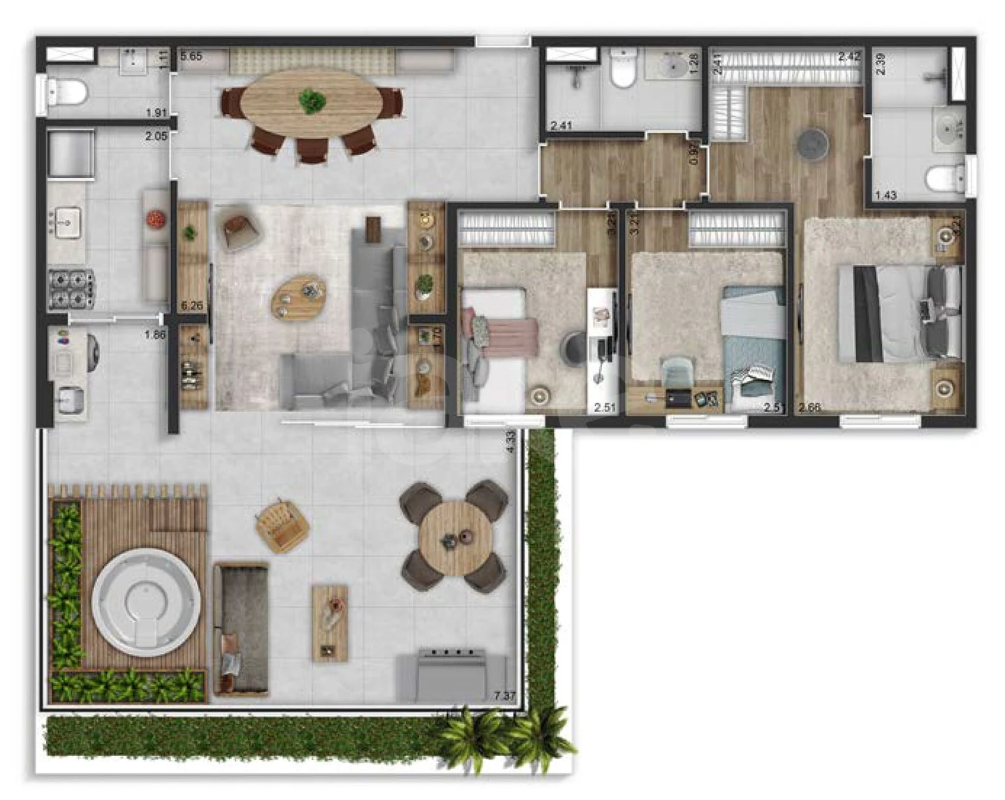 Planta — Garden 135,7 m²
