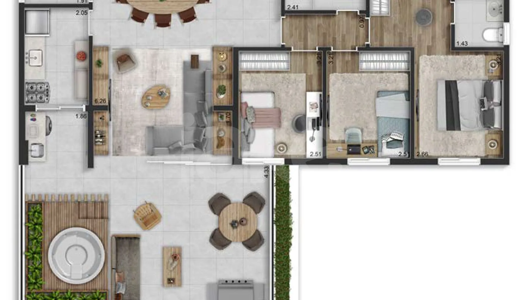 Planta — Garden 135,7 m²