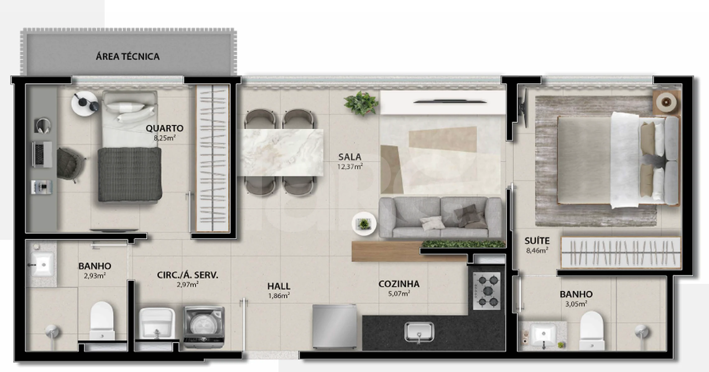 Planta — Apartamento 51,27 m²