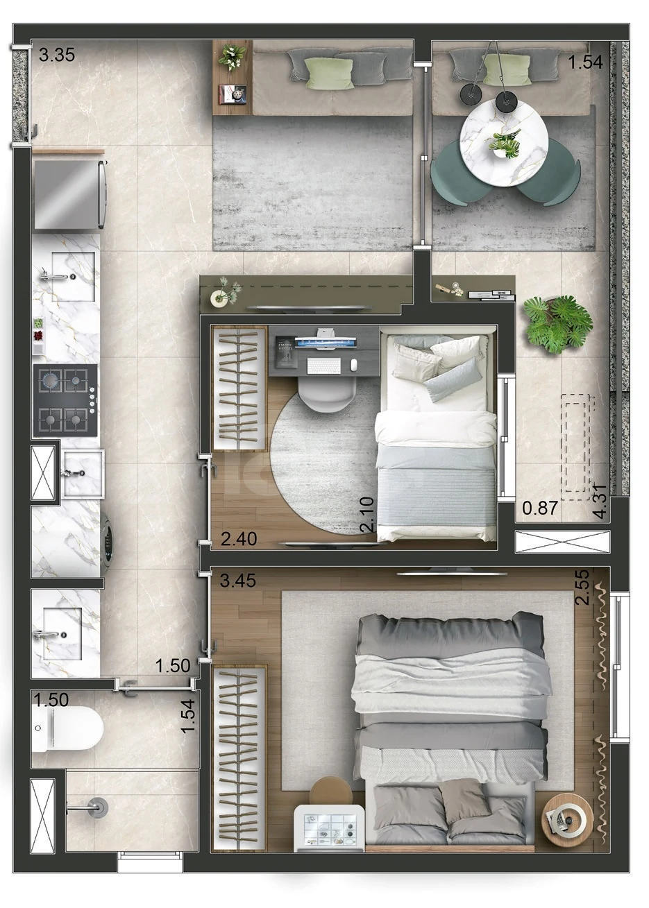 Planta — Apartamento 39,79 m²