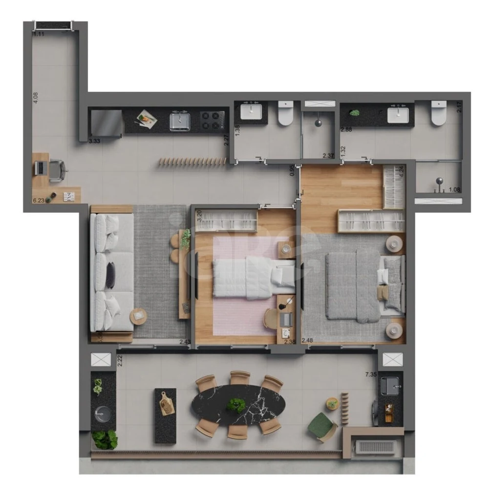 Planta — Apartamento 78,43 m²