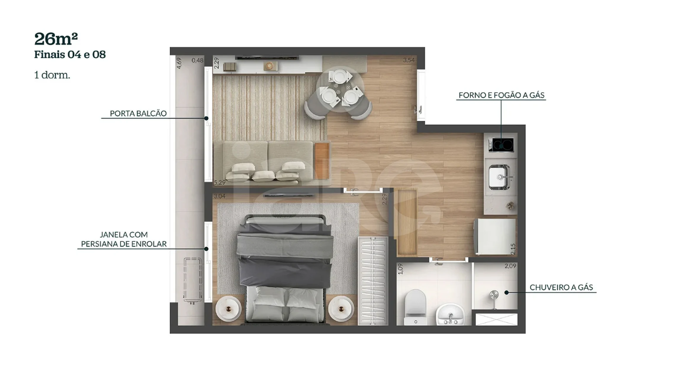 Planta — Apartamento 25,83 m²