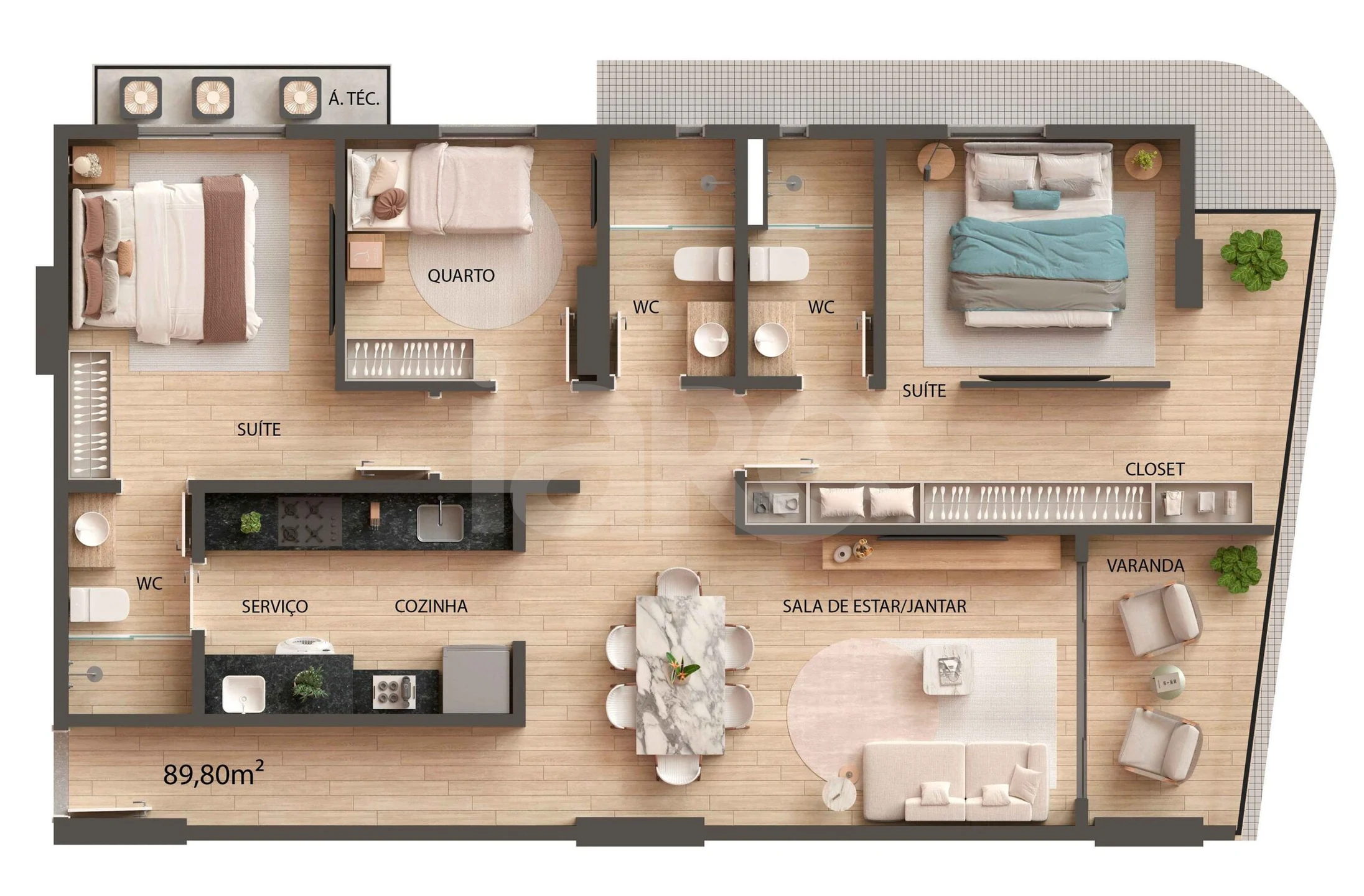 Planta — Apartamento 89,8 m²