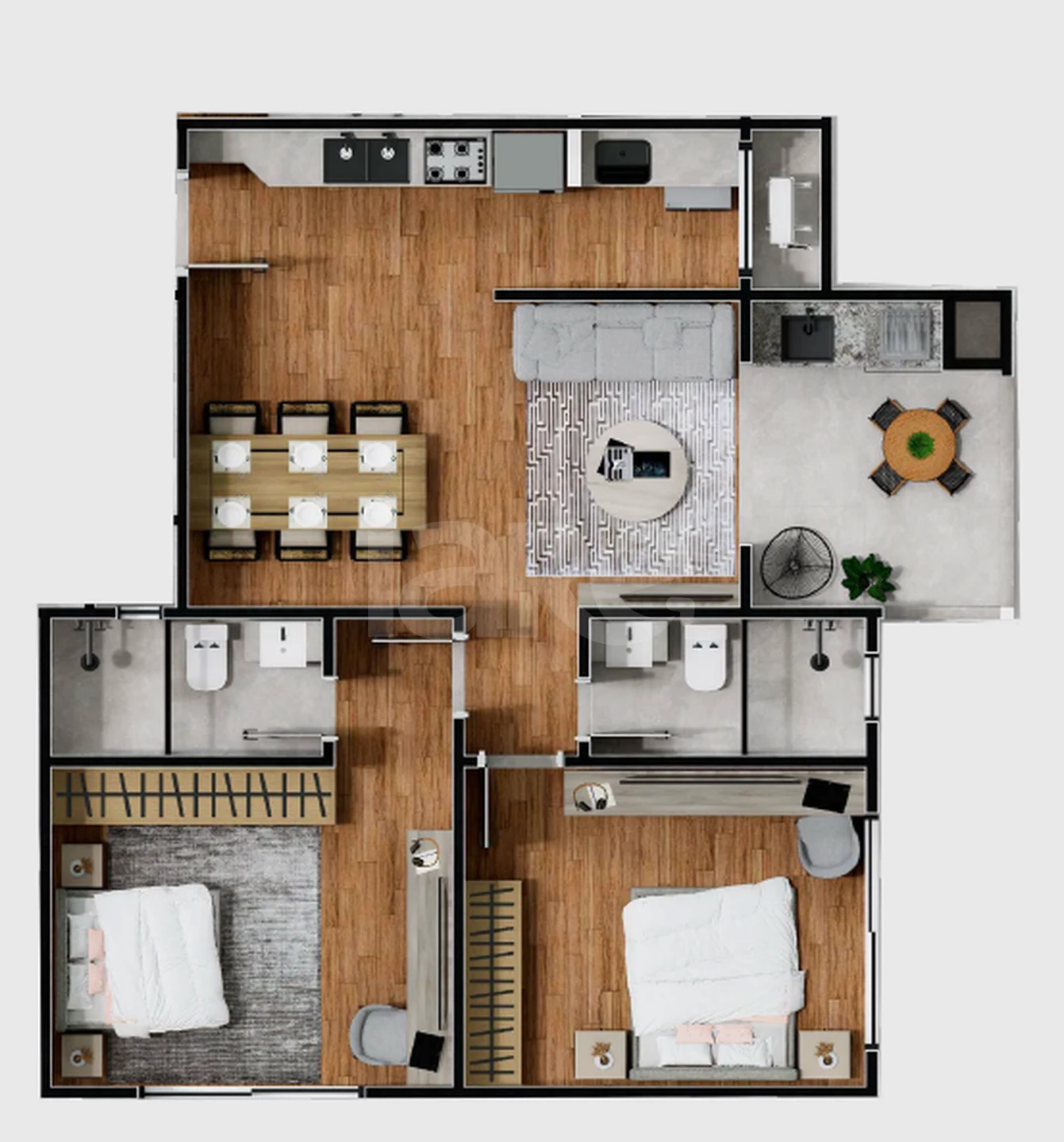 Planta — Apartamento 62,29 m²