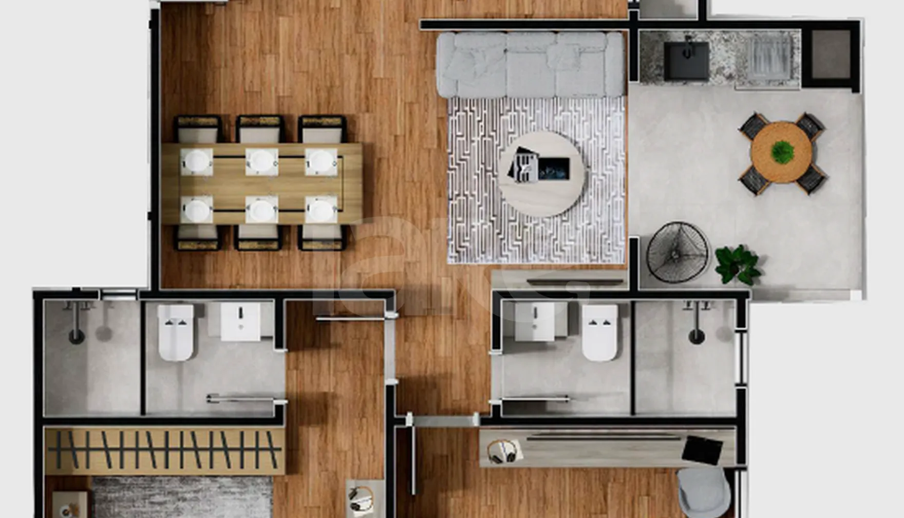 Planta — Apartamento 62,29 m²