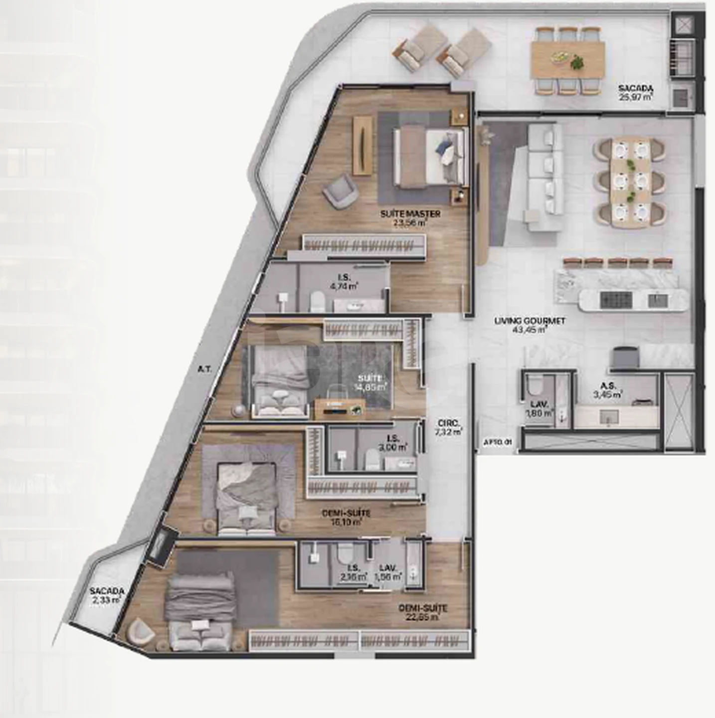 Planta — Apartamento 202 m²