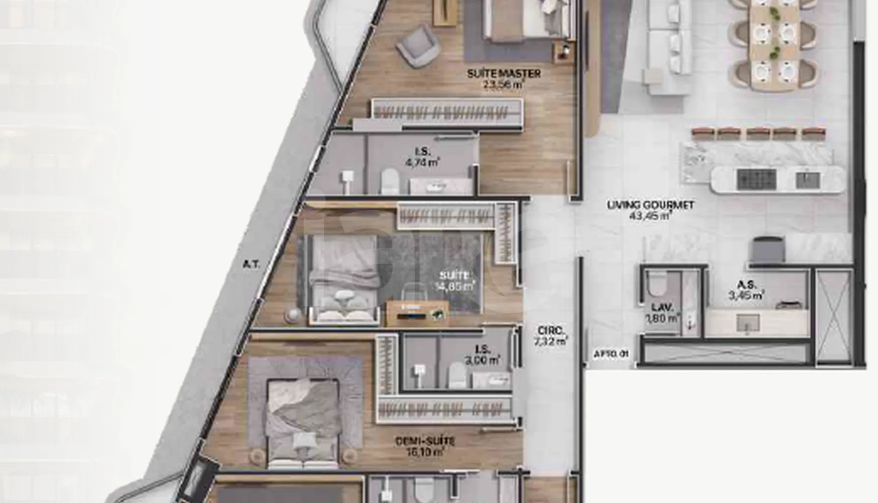 Planta — Apartamento 202 m²