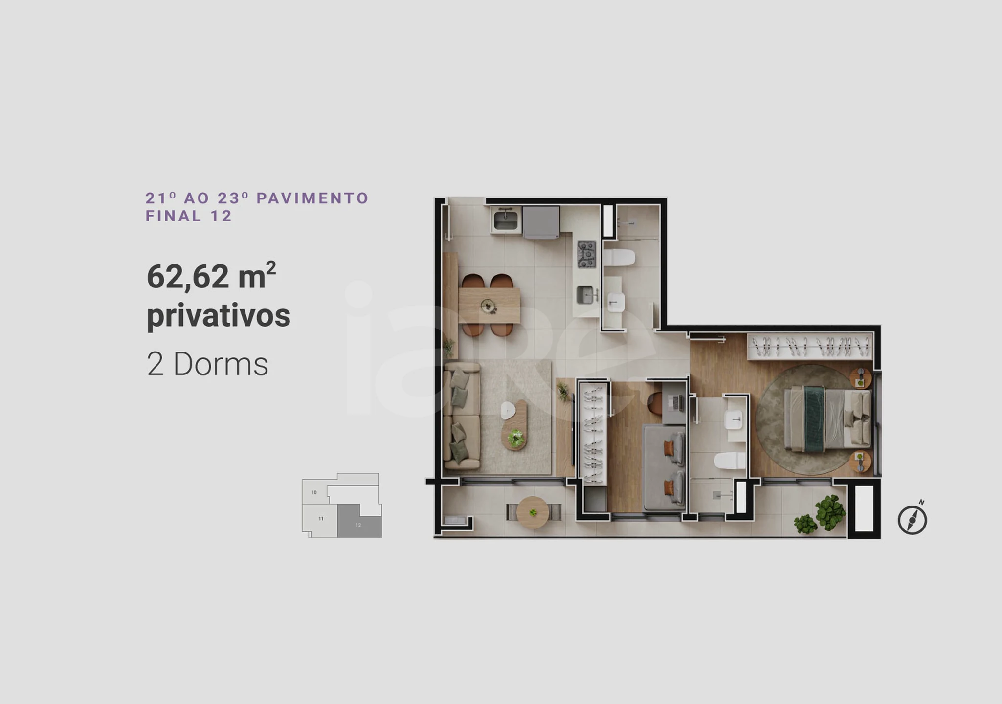 Planta — Apartamento 62,62 m²