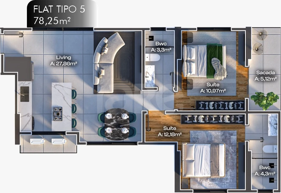 Planta — Apartamento 78,25 m²