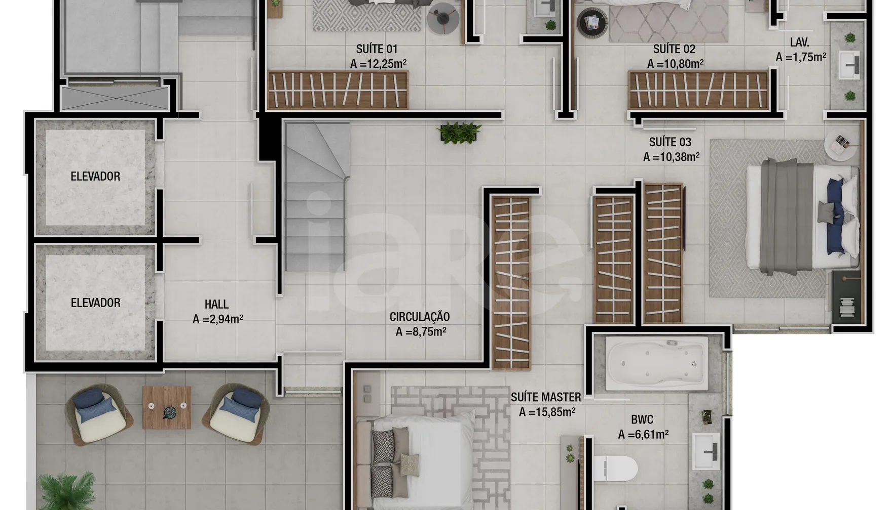 Planta — Cobertura Duplex 236 m²