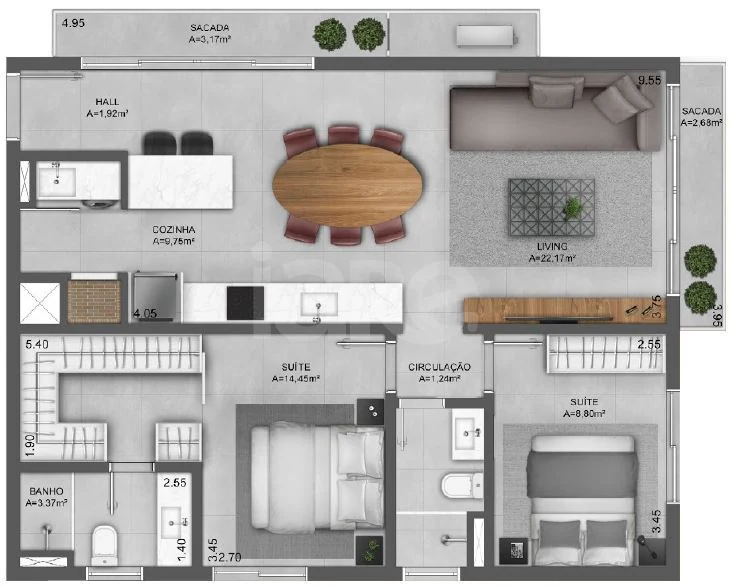 Planta — Apartamento 81,09 m²
