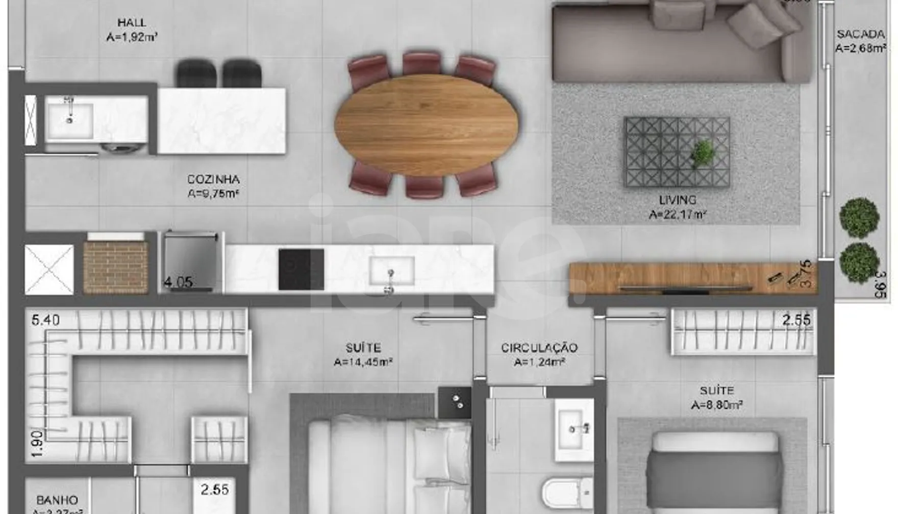 Planta — Apartamento 81,09 m²