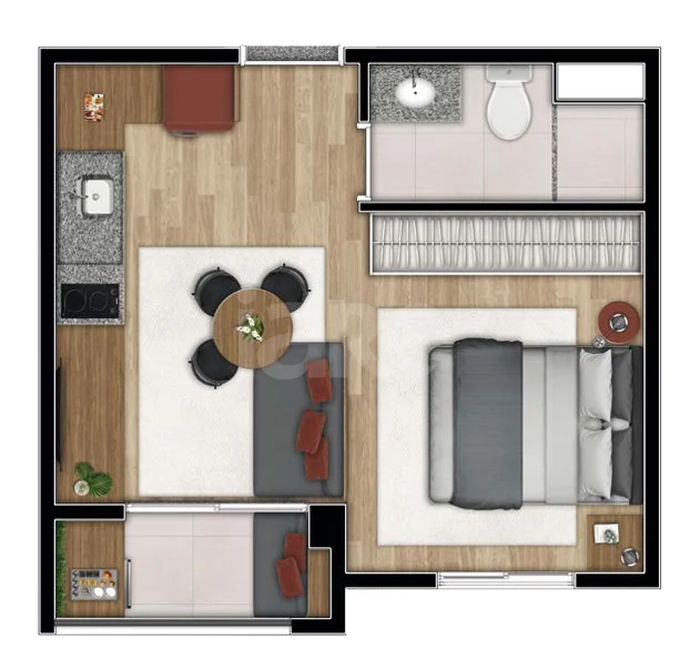 Planta — Studio 25,96 m²