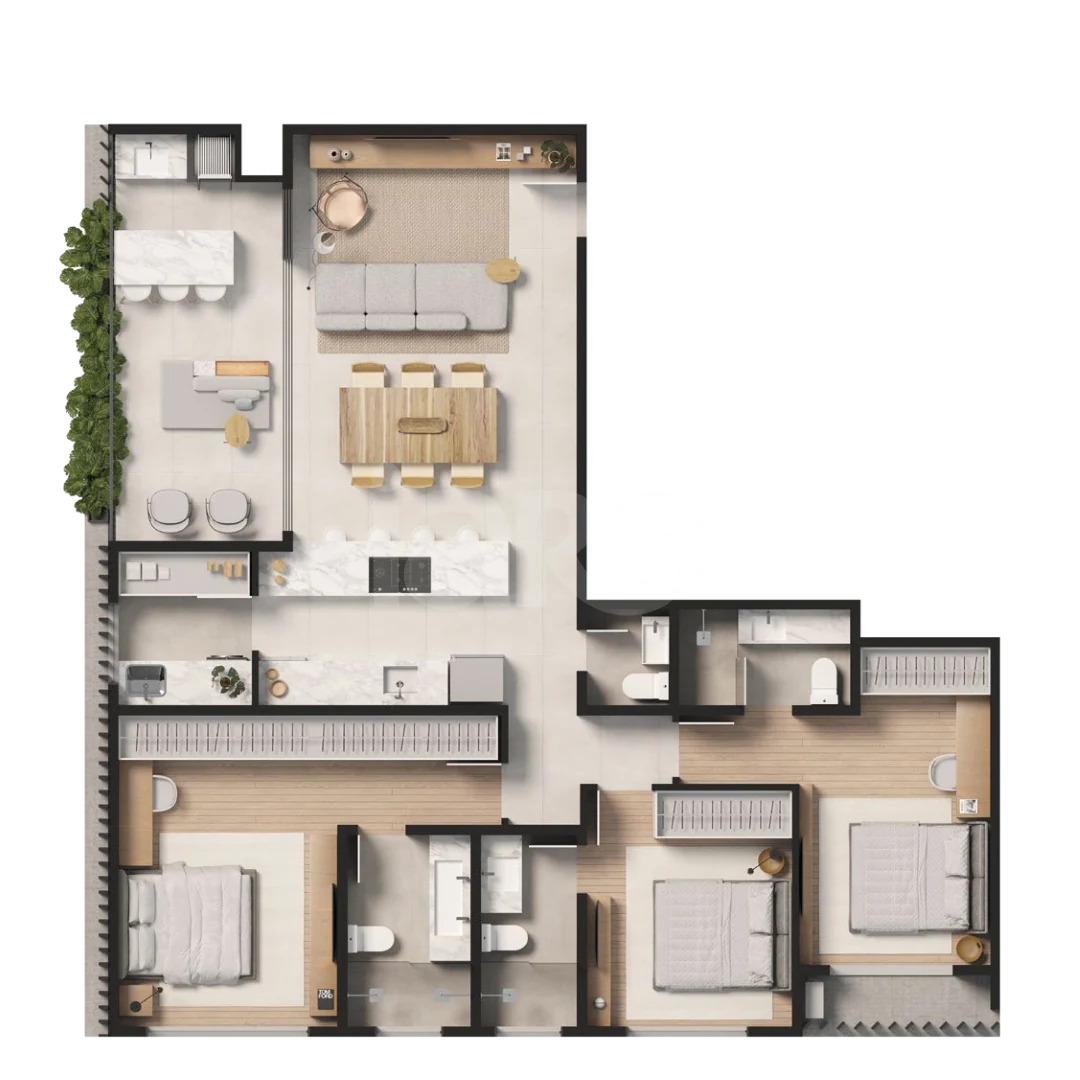 Planta — Apartamento 128,5 m²