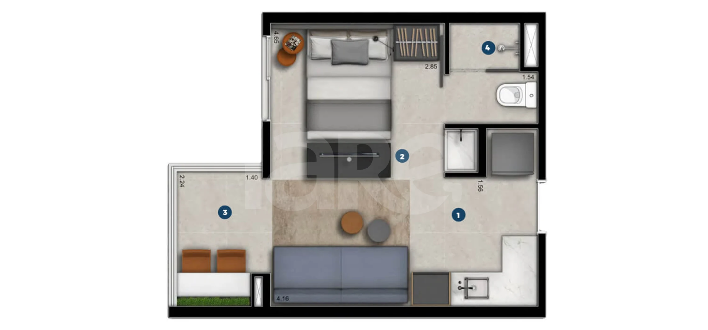 Planta — Studio 27 m²