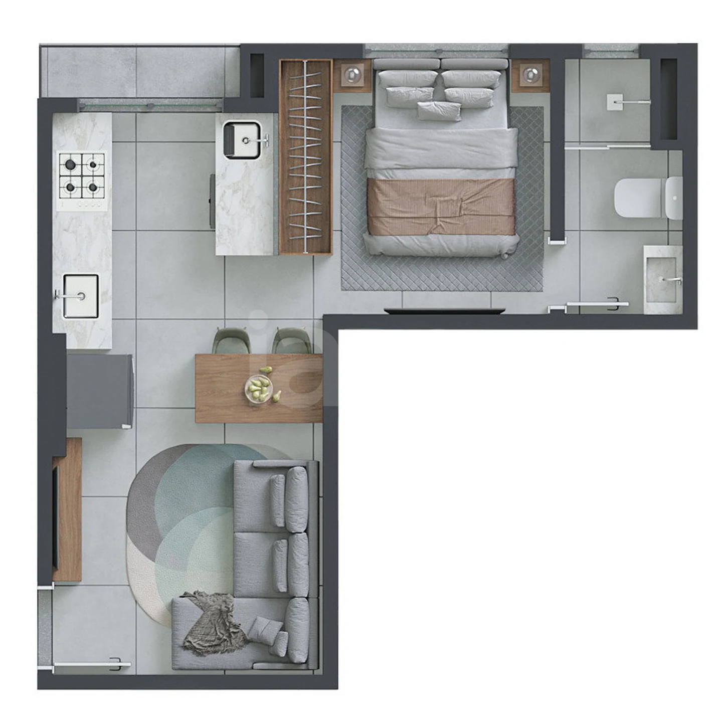 Planta — Studio 31,2 m²