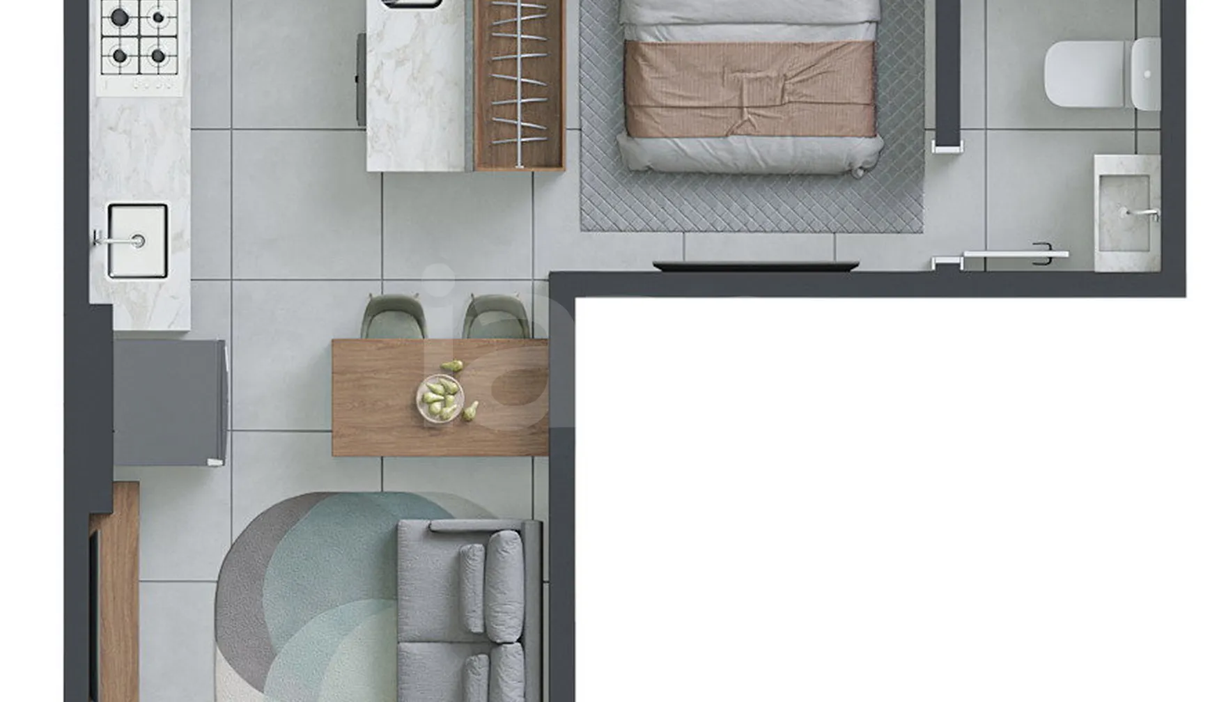 Planta — Studio 31,2 m²