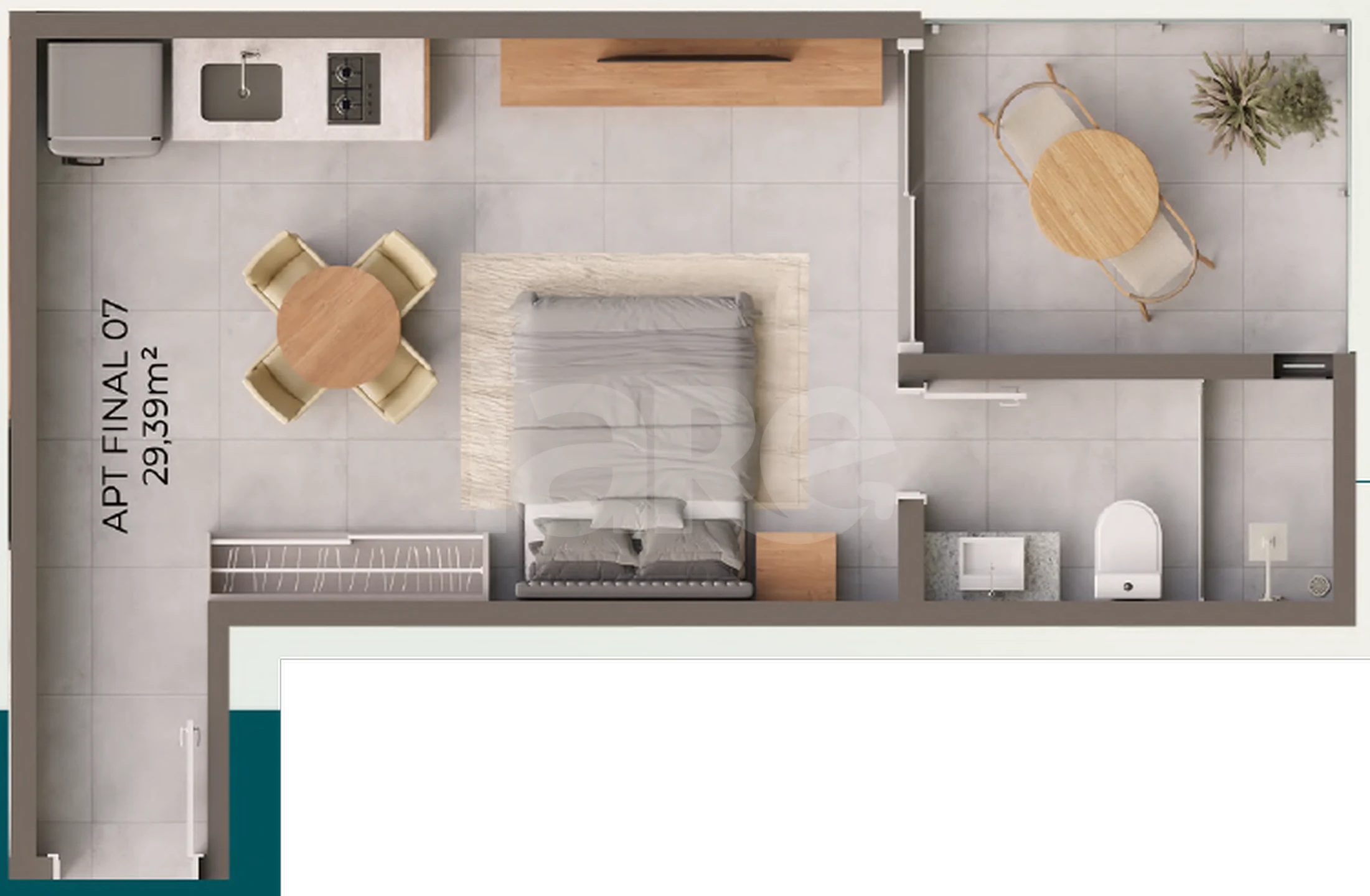 Planta — Studio 29,39 m²