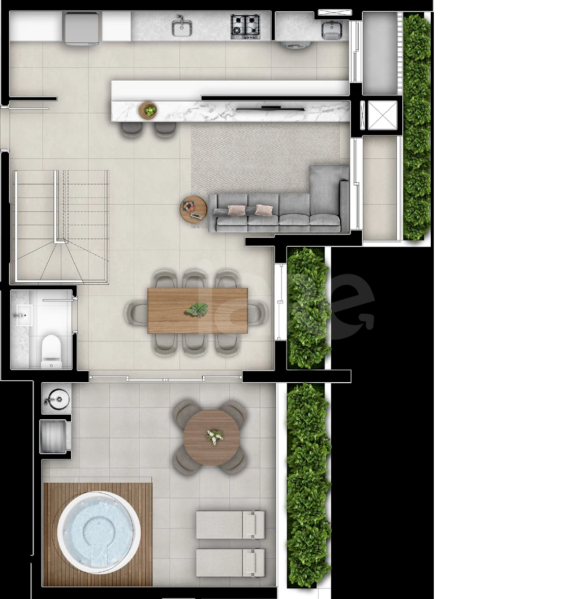 Planta — Apartamento 135,9 m² · 1º pavimento