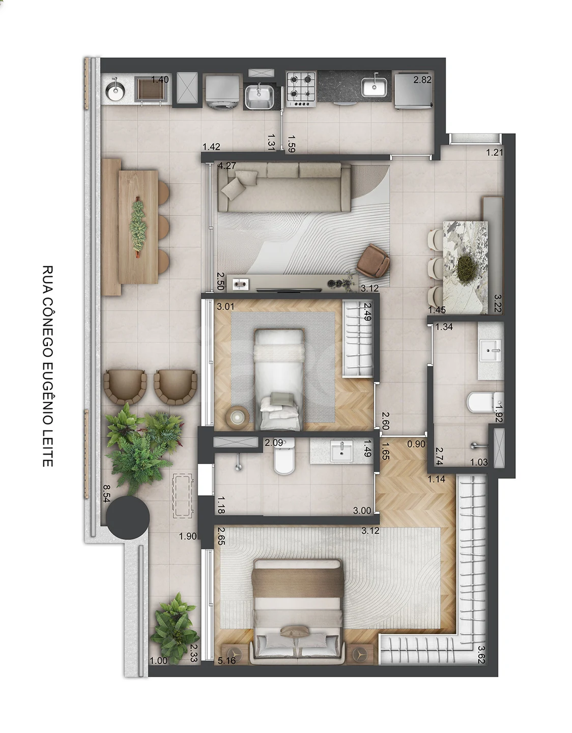 Planta — Apartamento 84,98 m²