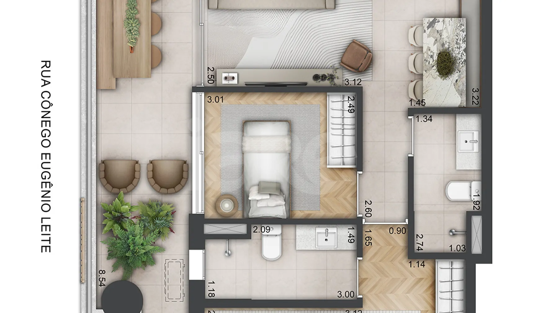 Planta — Apartamento 84,98 m²