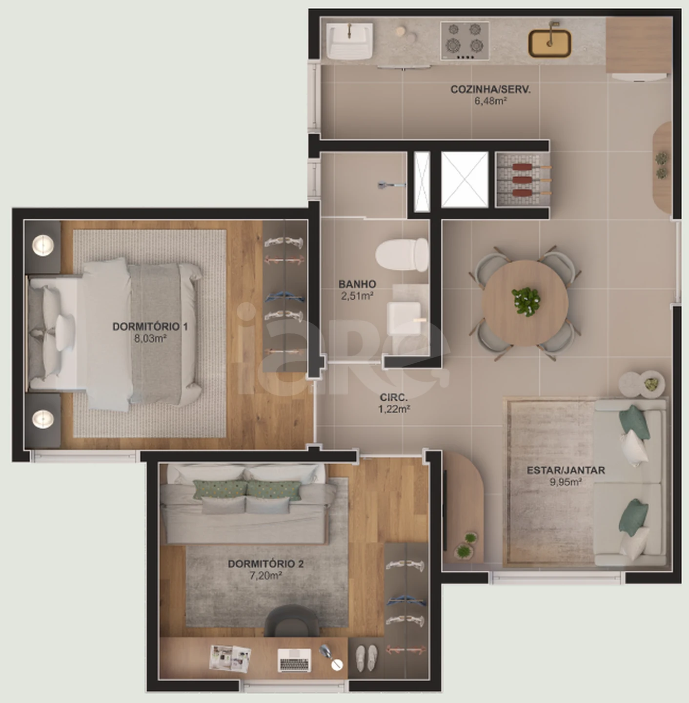 Planta — Apartamento 42,17 m²