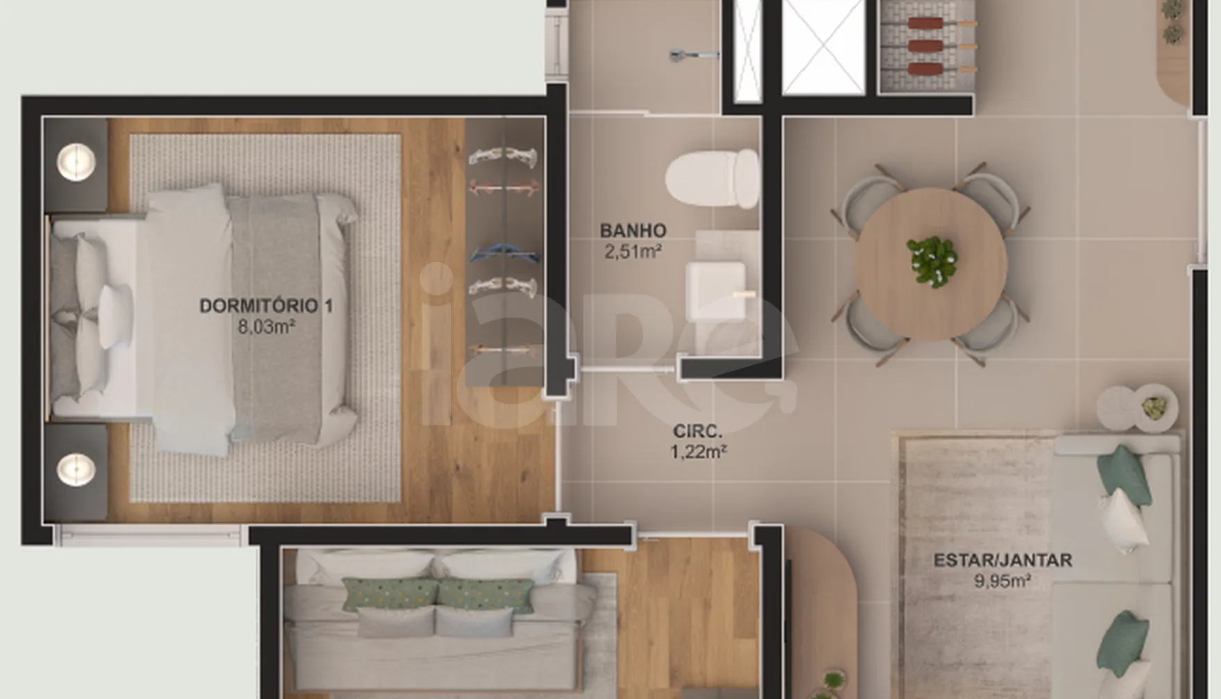 Planta — Apartamento 42,17 m²
